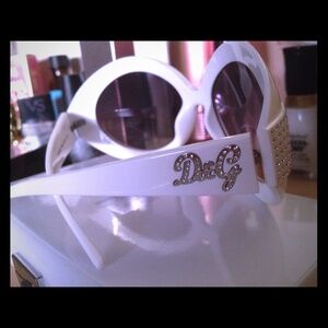 D&G White Sunglasses with Gold Accents